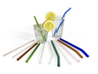 glass straw, clear, bent, 21cm, &Oslash;8mm, 10 x 10er Set