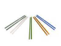 glass straw, 5 colours, straight, 21cm, &Oslash;8mm, 10 x 10er Set