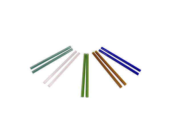glass straw, 5 colours, straight, 15cm,&Oslash;8mm, 10 x 10er Set