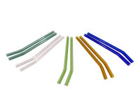 smoothie glass straw, 5 colour. ass., bent, 21cm, Ø10mm, 10 x 10er Set