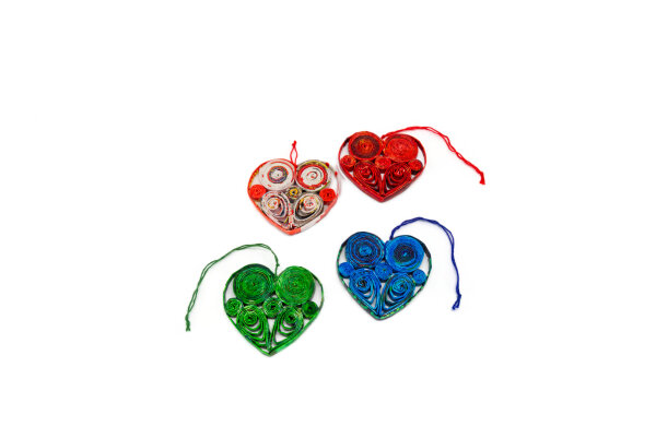 paperquilling heart, 4 colours assorted
